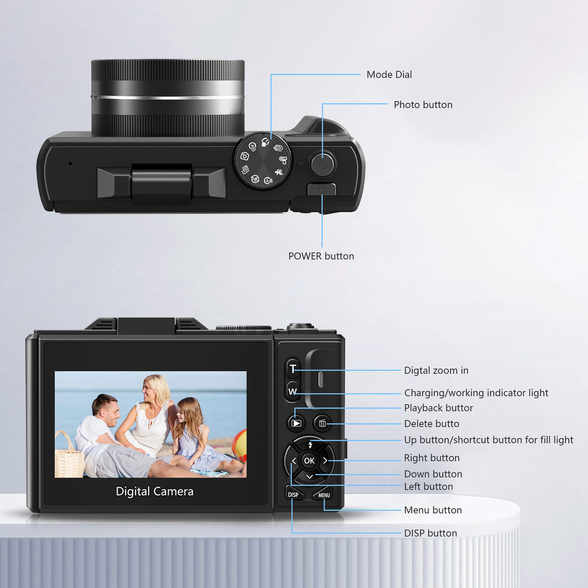 Saneen 5K 75MP Digital Camera Wifi Autofocus Vlogging Camera for YouTube 3" 180° Flip Screen Travel Video Cameras for Photography with 18X Zoom, 32GB Card