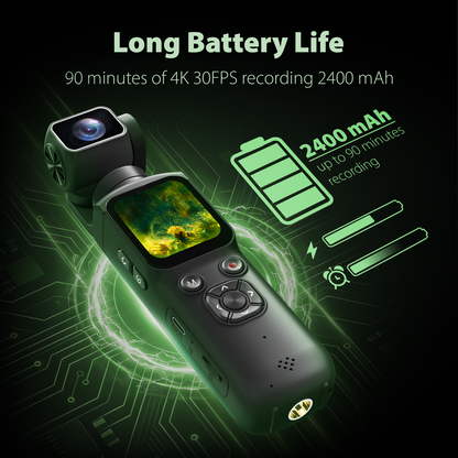 Saneen 4K Vlogging Camera 75MP Handheld Cameras Touchscreen Pocket Video Recorder with 330° Rotating Lens Face Tracking Camera with Tripod & 16GB Card