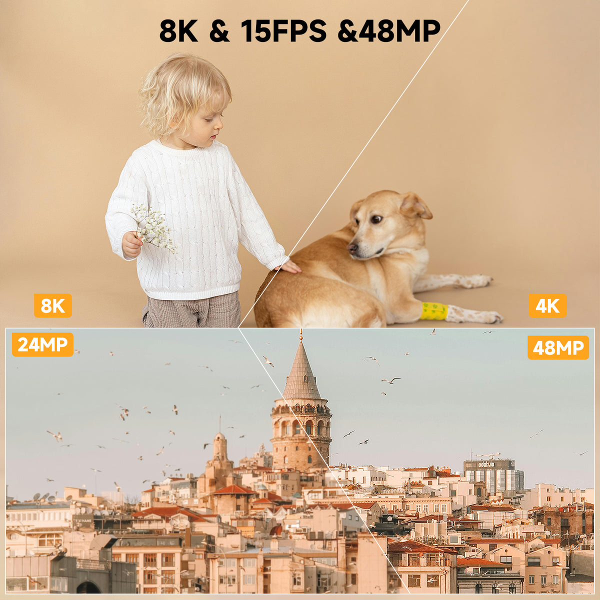 Saneen 8K Video Camera Camcorder 48MP Vlogging Camera for Youtube 3" Touch Screen IR Night Vision 18X Zoom, Microphone, Handhold Stabilizer, 32GB Card