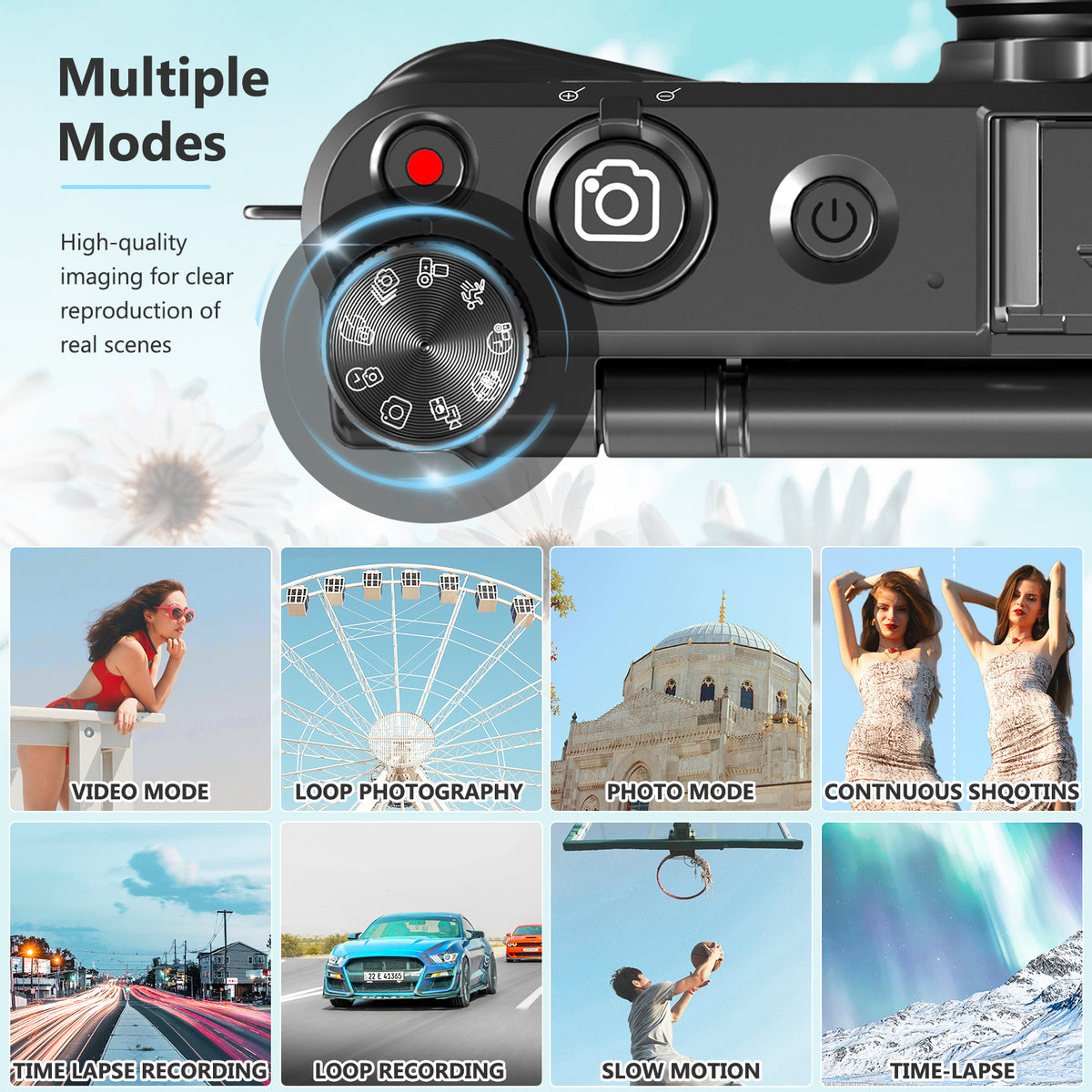 Saneen 8K Digital Camera 88MP Autofocus Vlogging Cameras Photography 3" Flip Screen ith Wifi 18X Digital Zoom with 32GB SD Card & 2 Batteries
