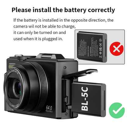 Saneen 4K Digital Camera for Photography 64MP Vlogging Camera for YouTube Autofocus Cameras for Beginners with 3'' 180° Flip Screen 18X Digital Zoom & 32GB SD Card